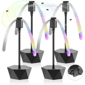 Fly Fans for Tables, Repellent Fans Keep Flies Away, Fly Spinner Table Top with Holographic Blades, Flies Deterrent for Picnic, Party, BBQ (Black, 4 Pack)