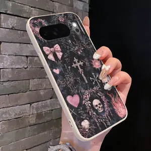 Rounded Edge Phone Case for Google Pixel 10 9 8 7 Pro A XL Gothic Romance Tapestry Pattern Anti-Scratch Shockproof TPU Bumper Drop-proof Cover Cellphone Protective