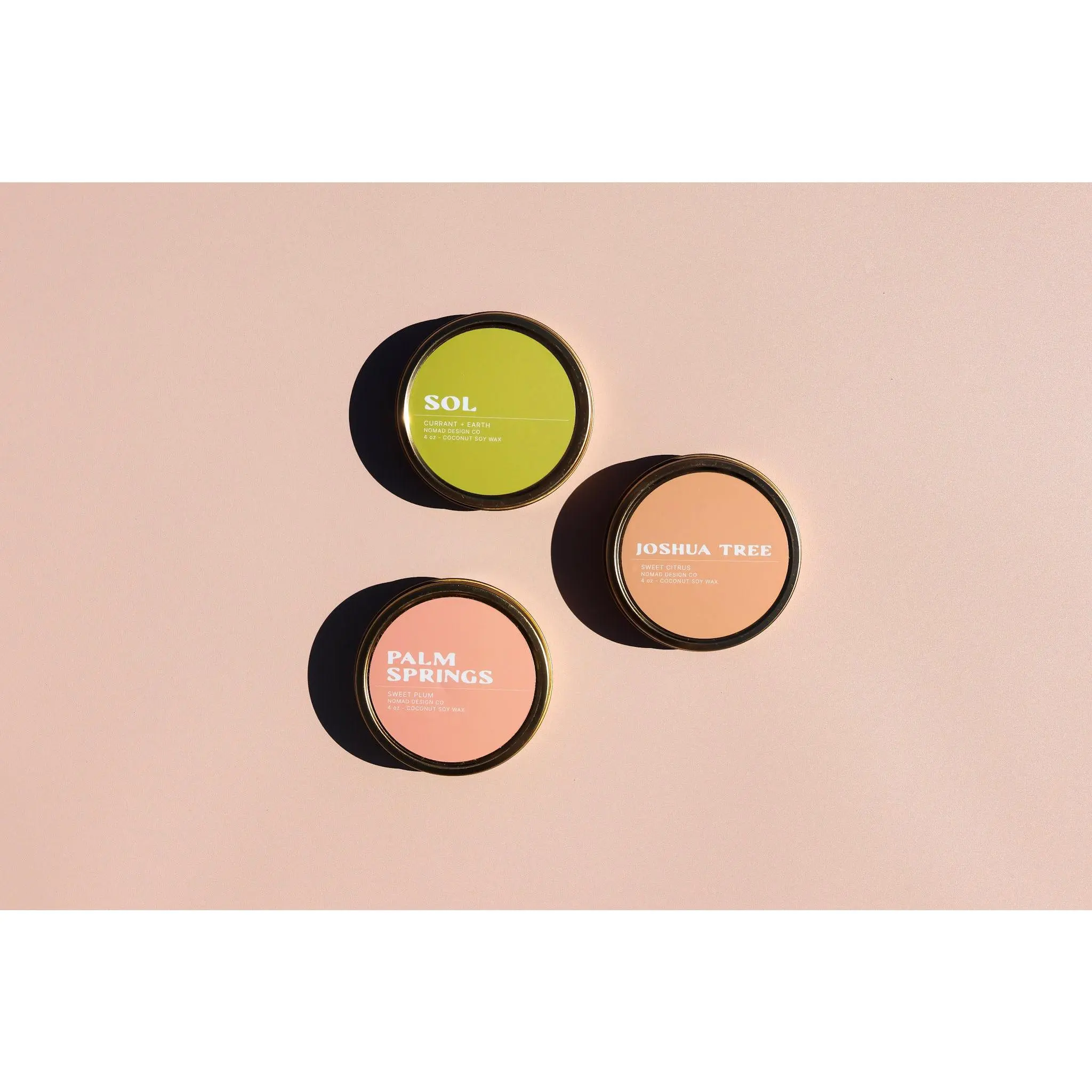 Citrus Trio Travel Tin Candle Set | Palm Springs, Sol, Joshua Tree | 3 Mini 4oz Coconut Soy Candles