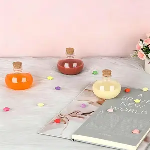 Spherical Plastic Sand Painting Bottle, Transparent Potion Bottle with Cork, Christmas Cocktail Decoration, 5 Mini Funnels Included