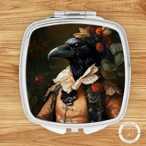 Raven Compact Mirror - Gothic Female Gamer Fashion Gift