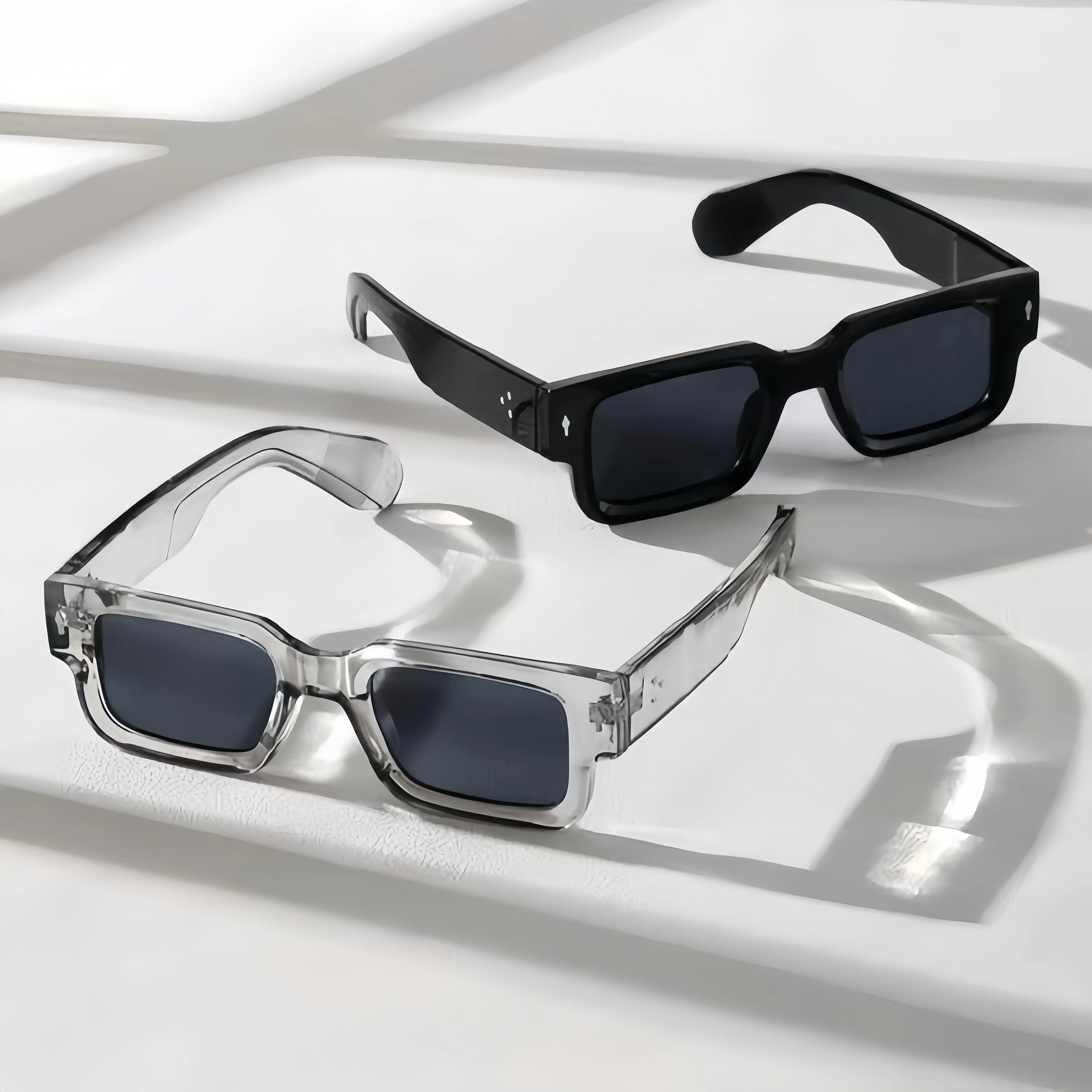 New Horizons Retro Square Thick-Frame Sunglasses - Trendy Unisex UV400 Protection Shades for Driving, Vacation, Daily Use