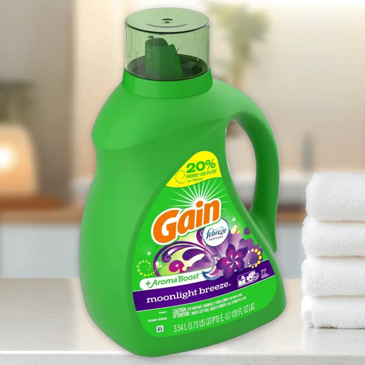 Gain High Efficiency Liquid Laundry Detergent 144oz - HE Liquid Detergent, 144oz, for All Fabrics, Long-Lasting Scent, Value Pack, Bulk Option