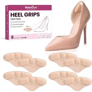 4-Pair Heel Grips Pads for Loose Shoes - Welnove Skin-Friendly Heel Liners for Back of Heel Protect, Prevent Blisters, Rubbing, Slipping - Shoe Inserts Fillers for Heel Pain Relief for Women Men