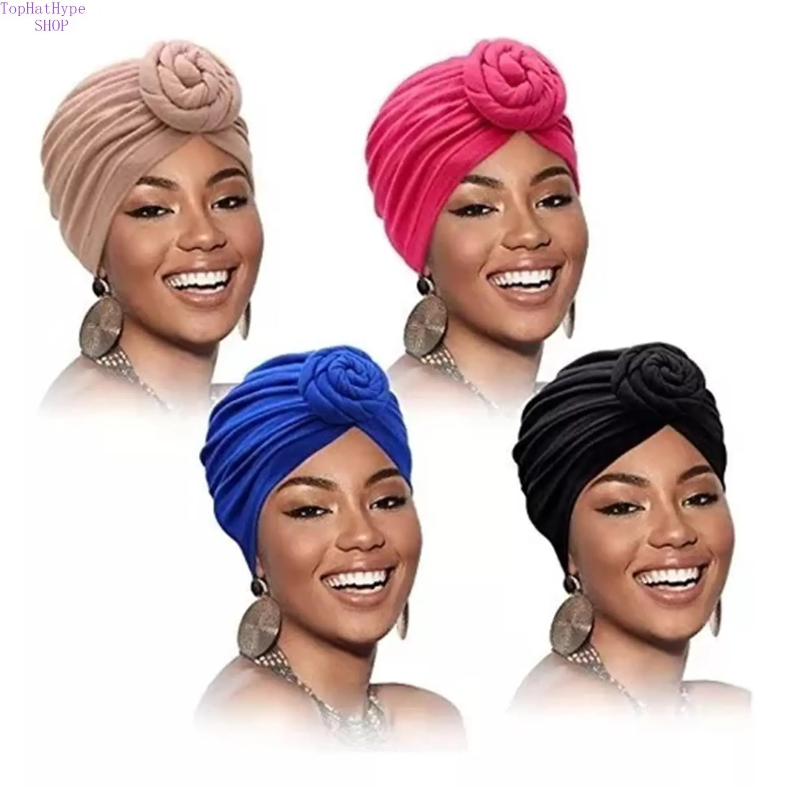 Women's Bohemian Floral Turban Head Wrap Hat - Stylish Twist Design, Breathable, Lightweight Pullover Headscarf Cap, Floral Boho Hat for Daily Casual Wear, Vacation, Floral Boho Hats, Head Wrap Hats
