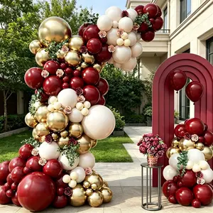 171 Piece Latex Balloon Set, Wine, Milk, Vintage Elegant Atmosphere, Perfect for Birthday Parties, Weddings, Anniversaries
