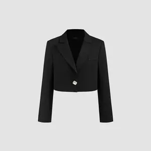 Cider [size 2-10] Collar Solid Rhinestone Button Blazer