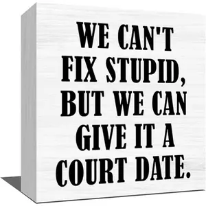 Lawyer Office Decor, Funny Lawyer Gifts, Law School Graduation Gifts for Women Men Wooden Box Sign Keepsake 5 x 5 Inches, Decorative Plaque