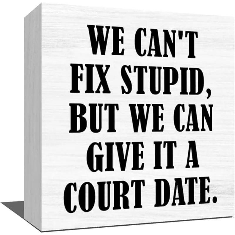 Lawyer Office Decor, Funny Lawyer Gifts, Law School Graduation Gifts for Women Men Wooden Box Sign Keepsake 5 x 5 Inches, Decorative Plaque