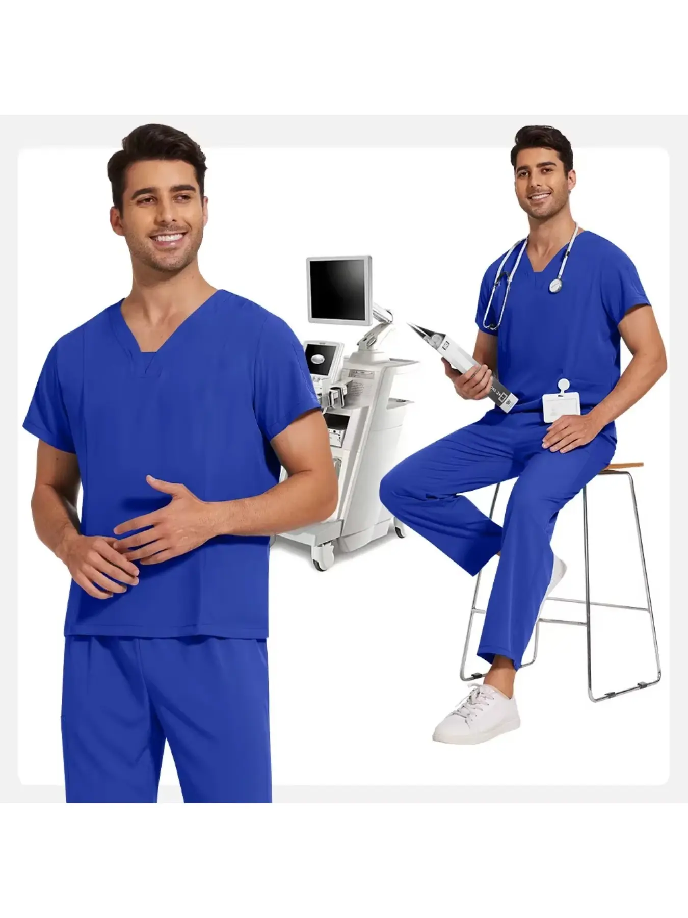 Lightweight Quick Dry Scrubs Set V Neck Top Straight Leg Pants Multi Color Workwear Uniform For Nurses Pet Hospital Groomer