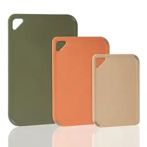 Set of 3 Multi-Size Kitchen Cutting Boards – Reversible Non-Slip Surface for Cooking & Camping – Easy-Store Hanging Handles
