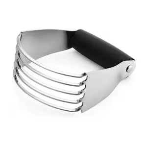 Kitchen Dough Blender & Pastry Cutter Tool, Stainless Steel Pastry Blender & Bench Scraper for Pizza, Nut, Pie - Multipurpose Dough Cutter & Scraper Tool for Baking with Soft Grip Handles