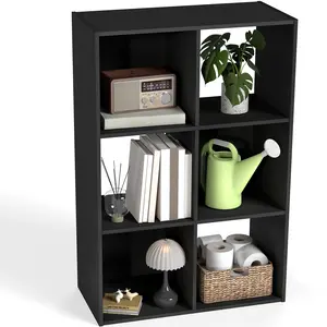 6 Cube Storage Organizer, Black Bookshelf with Removable Back Panels, Multi-Functional Open Bookcase for Living Room, Bedroom, Entryway & Office, 36" W