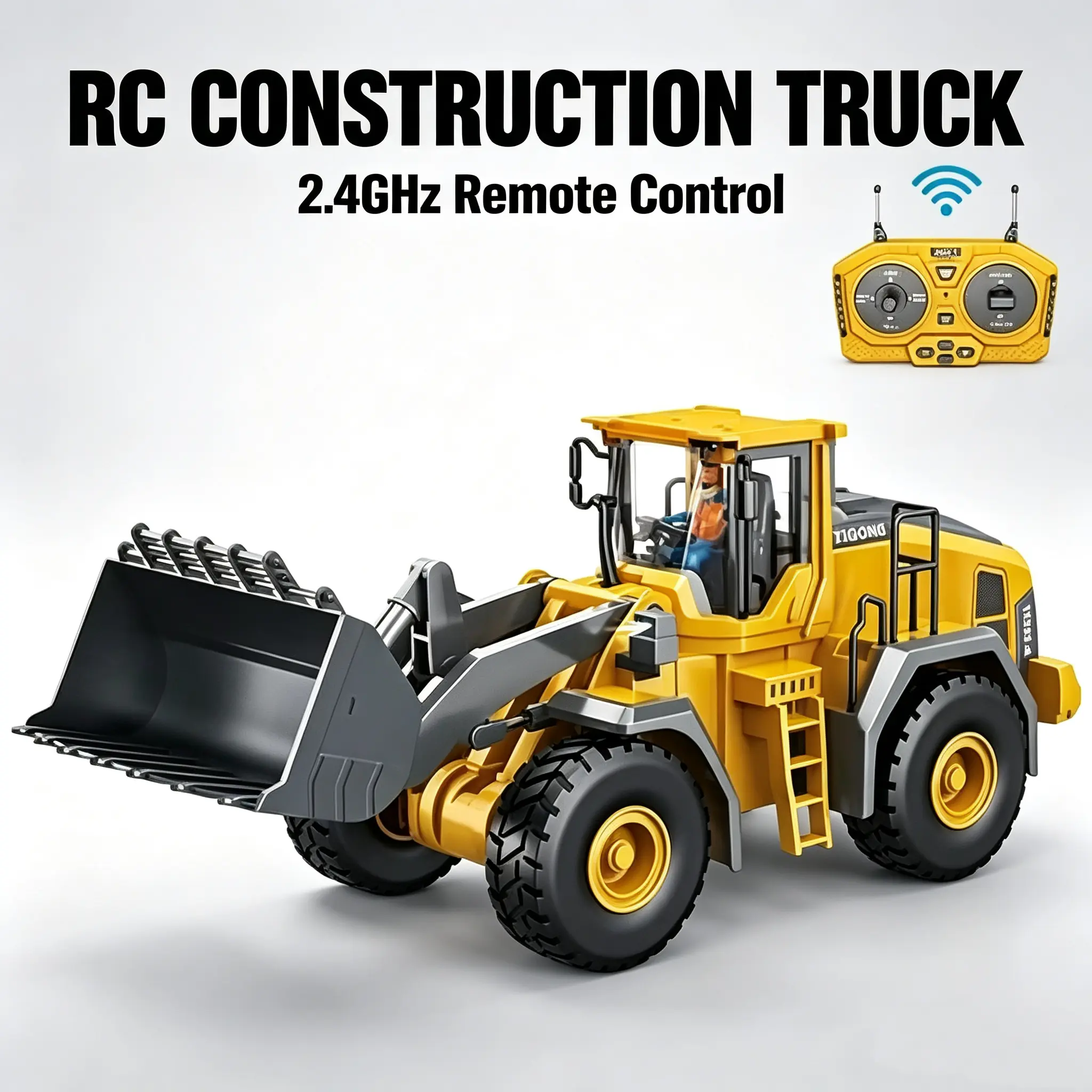 Remote Control Loader, 9-Channel Loader Toy with Metal Shovel, 2.4Ghz Remote Control Engineering Vehicle, Ideal Gift for Boys Aged 6-11
