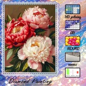 DIY 5D Flocked Diamond Painting Kit, AB Drills, Fairy Dust Drills, Crystal Drills, Flowers, Leaves, Colorful Diamond Embroidery, Special Craft Art Kit, Wall Decor, Gift for Family, Loved Ones, Friends