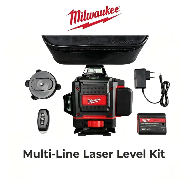 Milwaukee 4D Green Laser Level - 16-Line 4×360° Beams, Sharp LD515 532nm Laser, ±2mm/10m Accuracy, ±3° Self-Leveling, IP54 Waterproof, 20m Range, 3600mAh Battery, 4-5h Runtime, -5℃-50℃ Home Renovation & Construction Measuring Tool industrial