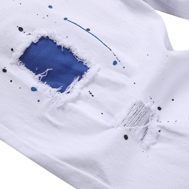 Men's Slim Fit Jeans Ripped Skinny Jeans for Men, Fashion Biker Jeans Stretch Moto Denim Pants Menswear Casual