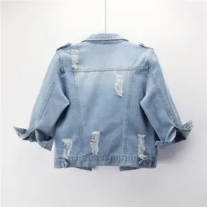 Denim Jacket Women's Short Slim-Fit 3/4 Sleeve Denim Top Long Sleeve Ripped plus Size Summer Vest Blue Women's Dress plus Size Can be used with a raincoat