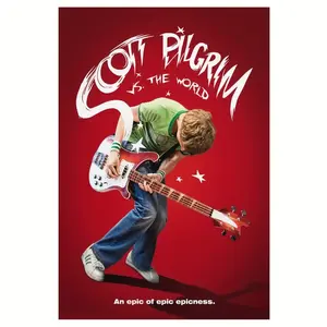 Scott Pilgrim Vs. The World" Retro Canvas Wall Art -  Movie Poster for Bedroom, Dorm, Game Room Decor, 12x18 inches