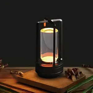 Portable LED Camping Light, USB Rechargeable LED Night Light, 3-color Dimming Touch Control Desk Lamp for Home Decor, Room Decor, Party Decor