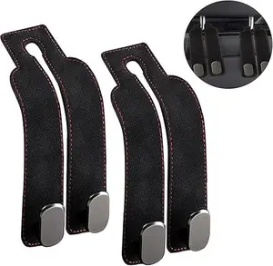 multifunctional hook Car Hooks for Headrest, 2Pcs Seat Back Storage Hook Luxurious Leather 100% Metal Multifunctional Car Hanger & Holder for Heatrest, Seat, Bag,