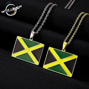 New Hip-Hop Retro Jamaican Flag Pendant Necklace | Hip-Hop Style | Retro Style | Couple Style | Ethnic Style | Fashion Accessory | Holiday Gift |