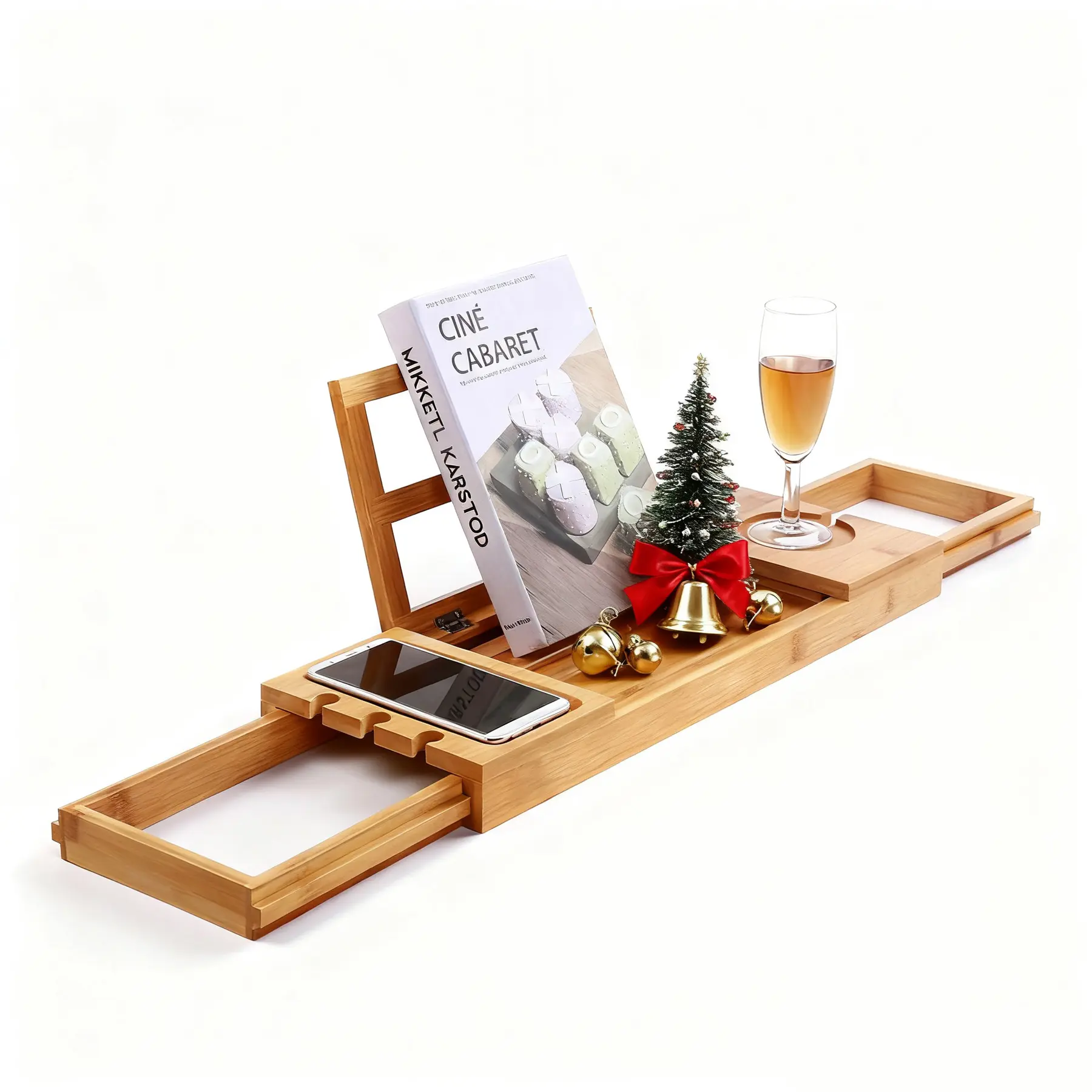 Utoplike Bamboo Bathtub Caddy Tray for Tub, Expandable Bath Table Trays