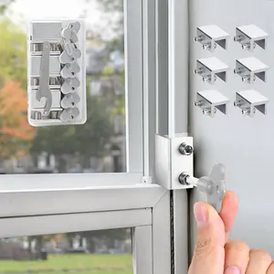 6 Sets Window Locks With Key - Up and Down, Vertical & Horizontal Security Locks - Easy to Install Aluminum Stopper Lock (Silver)