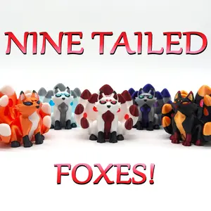 Nine Tailed Fox - Multicolor 3D Printed Kitsune, Japanese Fox Statue, Folklore, Mythical Gift, Collectible, Fantasy Decor, Tailed Fox Lover