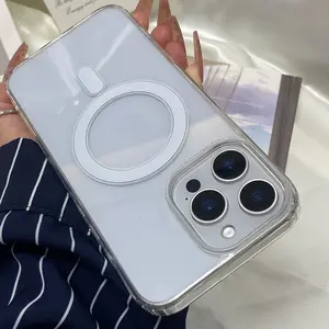 Magnetic Clear Case for iPhone & Samsung - Shockproof Acrylic Protective Cover for iPhone 17 16 15 14 13 12 11 Pro Max Plus mini 17 Air XS XR S25 S24 S23 S22 Ultra Plus S24 S23 FE S25 Edge Funda for Magsafe Silicone Transparent Casing