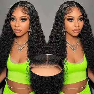 Bling Hair 6x4 Glueless Lace Front Wig 100% Human Hair 180% Density Loose Deep Wave Pre Cut Pre Plucked Hair Line HD Lace Closure Wig For Women Natural Look Easy to Apply #SummerVibes
