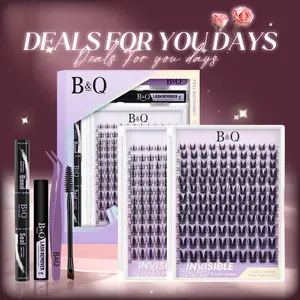 Fairy Lash Kit l B&Q Invisible Band Wispy Manga Individual Clusters,C Curl for DIY Eyelashes Extension,Waterproof Sleep Proof,Long Lasting Fake Lash Cosmetic Makeup Spiky Anime Lash Outdoorfun Vacation Lash Dolly #tiktokshopmemorialday #dealsforyoudays