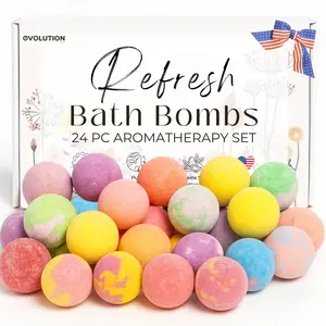 EvolutionUSA Refresh Bath Bombs for Women 24 Mini Luxurious Bath Balls Gift Set Aromatherapy-Inspired with 12 Premium Scents for Mother's Day Easter Birthday or Self Care