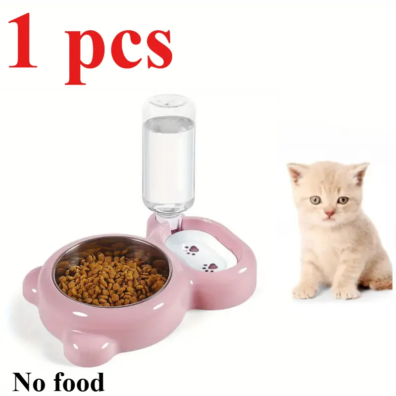 1 Pcs Cat Food and Water Bowl Feeder Set, with 17oz Water Dispenser and Diameter 5.5 in Stainless Steel Bowl, Automatic Water Supply Feeder, Easy To Clean Pet Feeder (Excluding Food), Textiles & Soft Furnishings