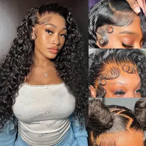 Zlzlblbl Water Wave Lace Front Wigs Human Hair 200 Density 13x6 HD Lace Frontal Wigs Human Hair Pre Plucked With Baby Hair