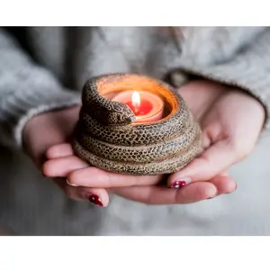 [Artistic Snake Candle Holder] Unique Artistic Coiled Snake Candle Holder | 1pc Tabletop Decor for Home, Dining, or Centerpiece with Realistic Scales, Candle Accessories Decor Ornaments Ceramic