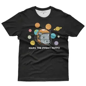 Tanganyika Wildlife Park Mars the Pygmy Hippo Planets T Shirt Charcoal, Fashion Cotton, Full Colors, Full Sizes, For Men, For Women