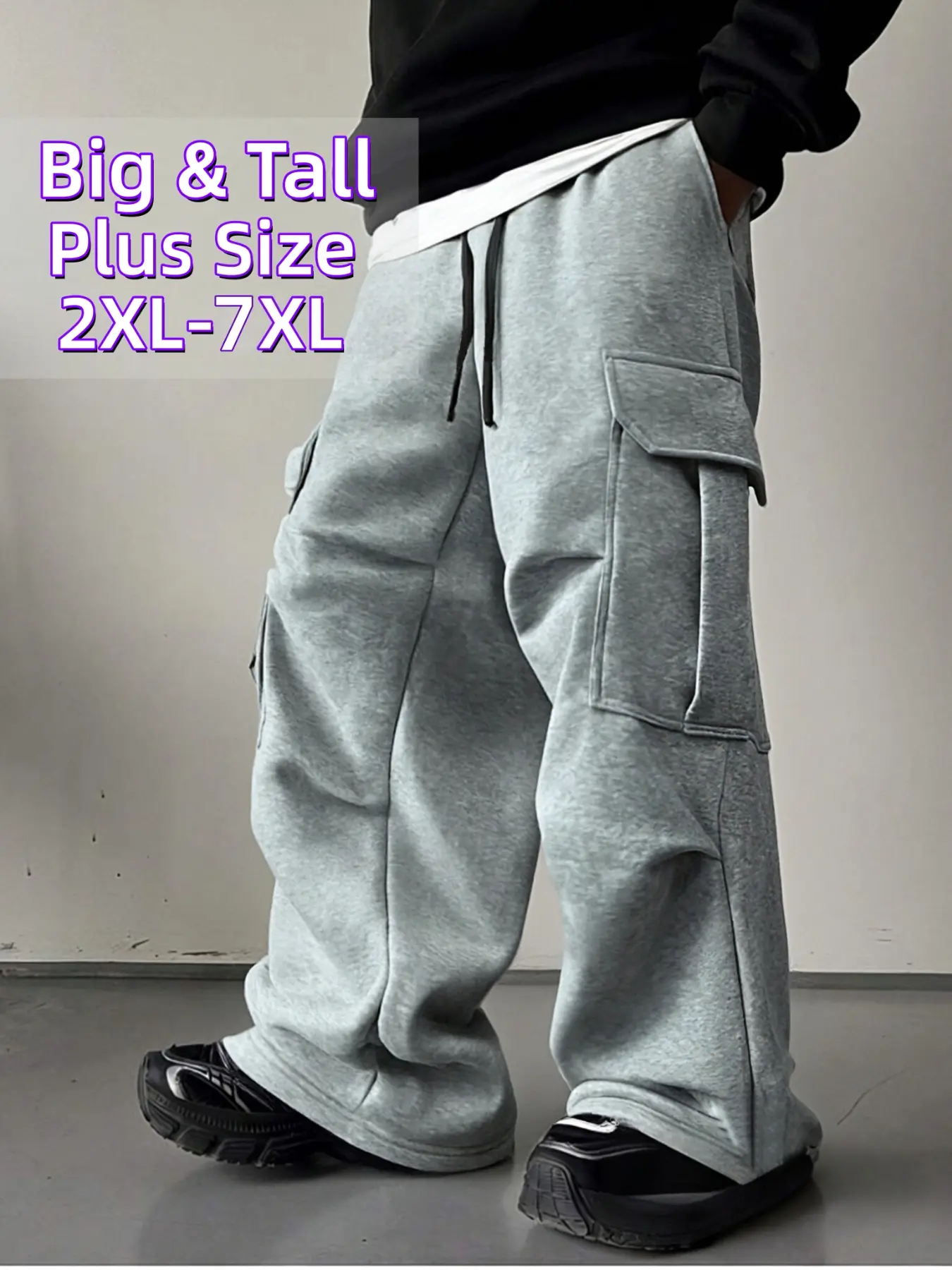 Men's Heavy-Duty Plus Size Cargo Pants (2XL–6XL) – Loose-Fit Work
