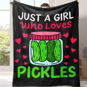 Festive Jelly Pickle Printed Flannel Blanket，cozy flannel blanket  Cozy And Soft For Sofa,Bed,Camping,Suitable for all four seasons This is the best gift for couples, children, parents and friends, and it can express deep love.