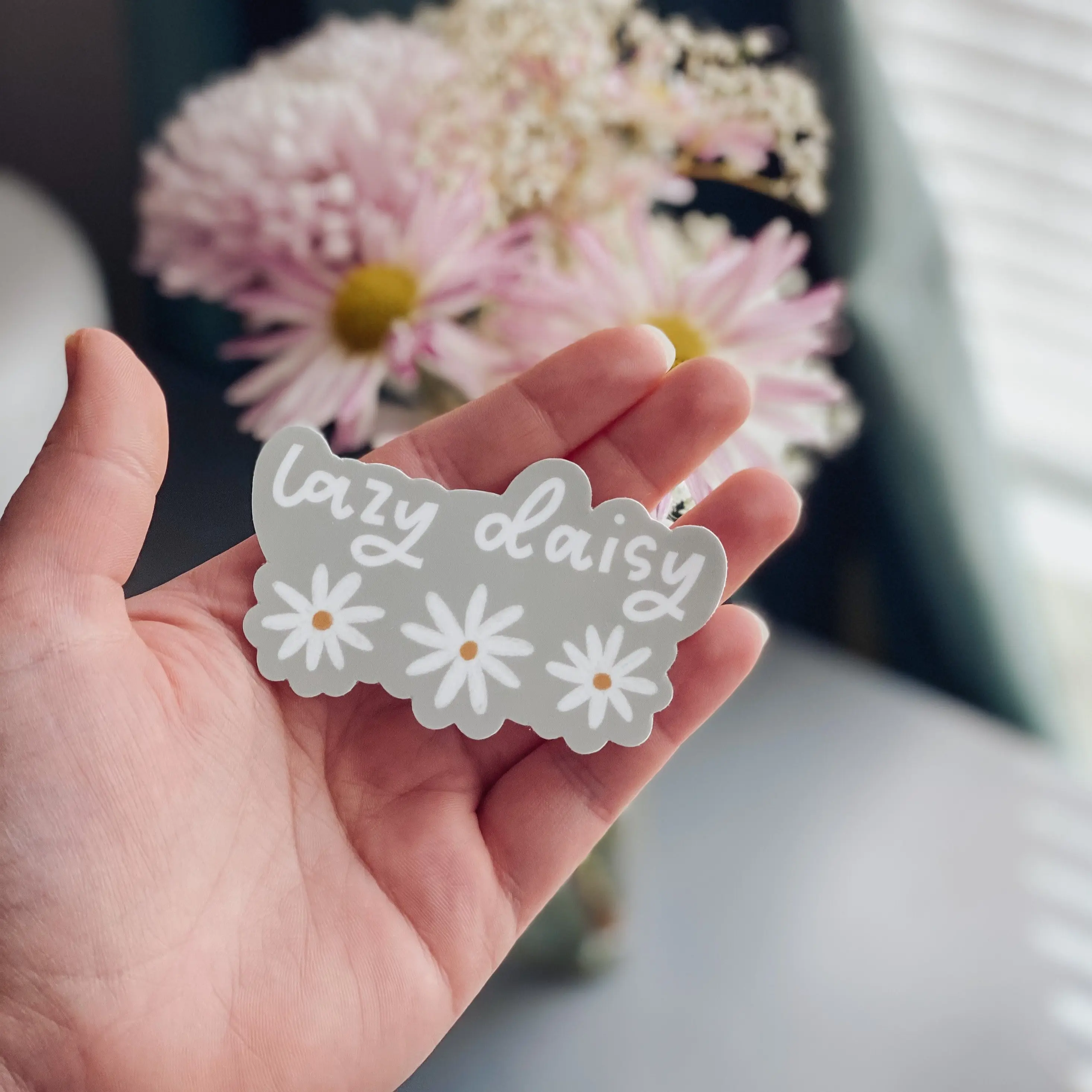 Lazy Daisy Die Cut Sticker, Flower, Waterproof
