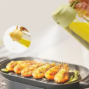 Olive Oil Sprayer Mister for Cooking,Olive Oil Dispenser Bottle 2 IN 1,17oz Oil Mister Spray Bottle,Premium Glass Oil Spritzer mist Bottle for Kitchen Air Fryer,Baking,Salad,Grilling,BBQ (Green 1 Pack)