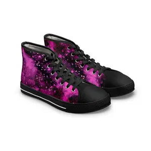 Women's High Top Sneakers — Magenta Galaxy Print Cosmic Canvas Shoes