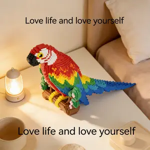 Colorful Parrot 3D Puzzle Building Blocks Decoration, Bookshelf Home Office Cabinet Decor, Party Living Room TV Stand Display Gift