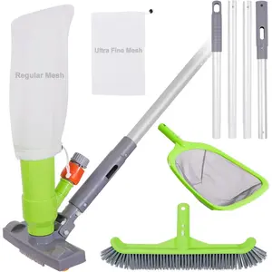 Deluxe Swimming Pool Cleaning Kit with  Jet Vacuum Cleaner,Brush, Semi-deep Skimmer Net & Adjustable 57.5-inch Pole,Ideal for Cleaning Above Ground,Inflatable Pools