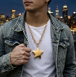 Men'S Venus Pendant Necklace, Large Pentagram Pendant With Thick Chain, Suitable For Daily Gatherings