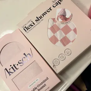 Kitsch Satin Lined Flexi Shower Cap + Blush Oversized Satin Bonnet Bundle