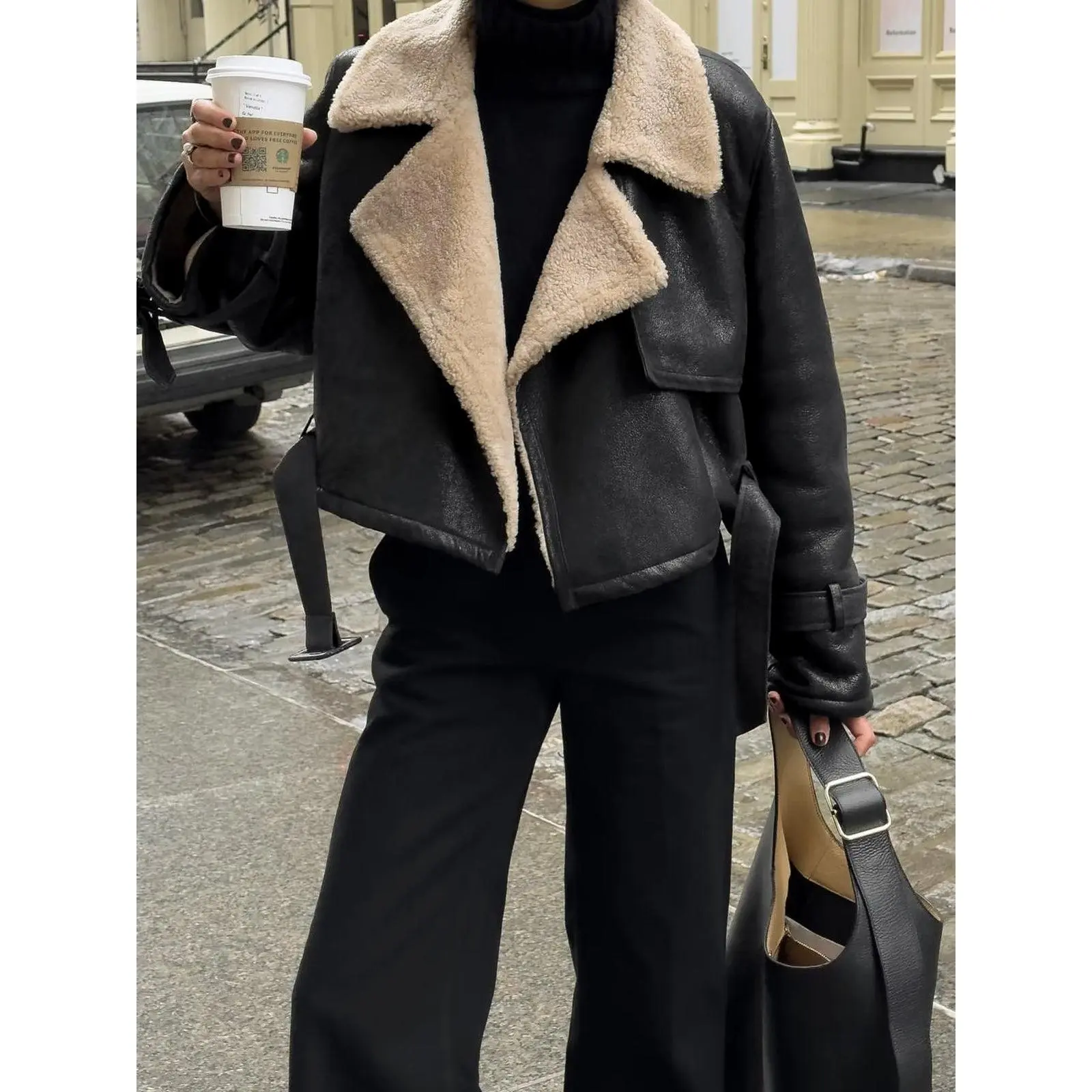 Too Blessed Sherpa Lined Shearling Leather Flight Jacket