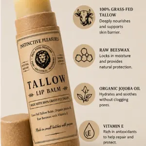 GRASS FED TALLOW LIP BALM Hydrating Lip Treatment Moisturizing Lip Balms