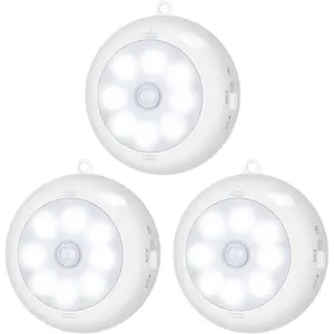 Motion Sensor Light Indoor, LED Night Light Closet Lights, Under Cabinet Battery Powered Ceiling Lights, AA Battery Operated Stick on Wireless Puck Lights for Wall, Step, Stair, Dimmable (6 Pack)