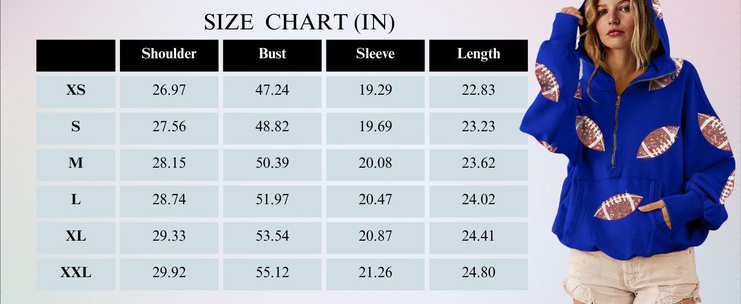 Molitree Women's Game Day Sweatshirts Football Sequin Long Sleeve Zipper Hoodies with Pocket Cotton Material Adjustable Drawstring Hooded Collar Front Kangaroo Pocket Casual Womenswear